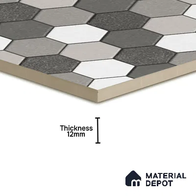 Parking Floor Tile TL 00872 B Black & Grey | 16 x 16 inch | Anti Skid Matte Finish Heavy Duty Vitrified Tile - 12 mm | Suitable For Outdoor, Terrace, Balcony | Pattern Alignment May Vary | 2-3 mm Spacer is Mandatory