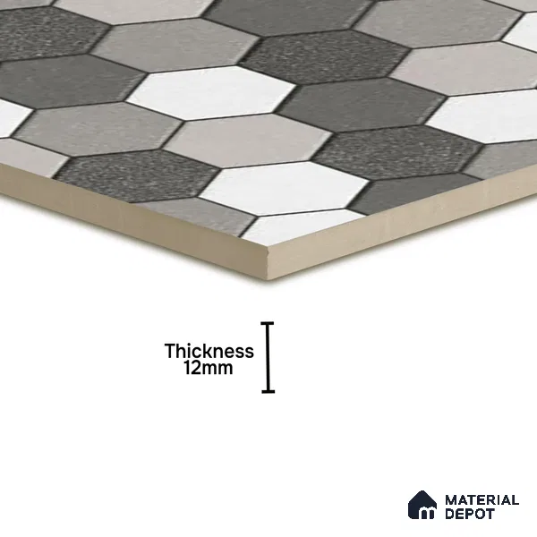 Parking Floor Tile TL 00872 B Black & Grey | 16 x 16 inch | Anti Skid Matte Finish Heavy Duty Vitrified Tile - 12 mm | Suitable For Outdoor, Terrace, Balcony | Pattern Alignment May Vary | 2-3 mm Spacer is Mandatory