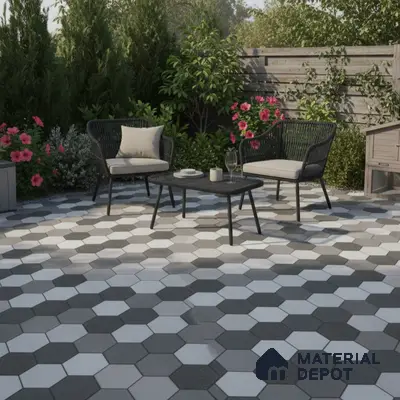 Parking Floor Tile TL 00872 B Black & Grey | 16 x 16 inch | Anti Skid Matte Finish Heavy Duty Vitrified Tile - 12 mm | Suitable For Outdoor, Terrace, Balcony | Pattern Alignment May Vary | 2-3 mm Spacer is Mandatory