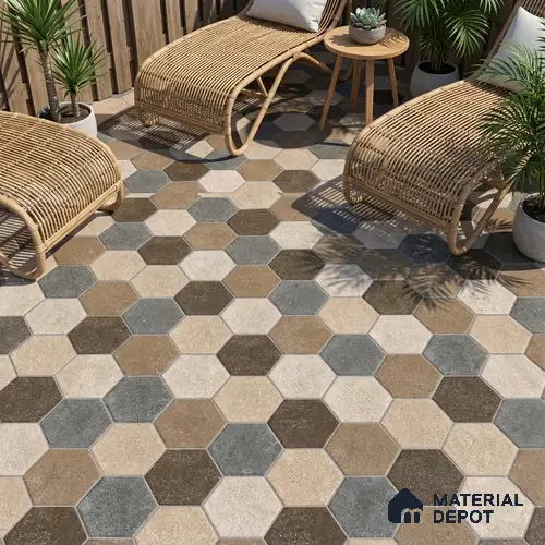 Parking Floor Tile TL 00872 A Black & Beige | 16 x 16 inch | Anti Skid Matte Finish Heavy Duty Vitrified Tile - 12 mm | Suitable For Outdoor, Terrace, Balcony | Pattern Alignment May Vary | 2-3 mm Spacer is Mandatory