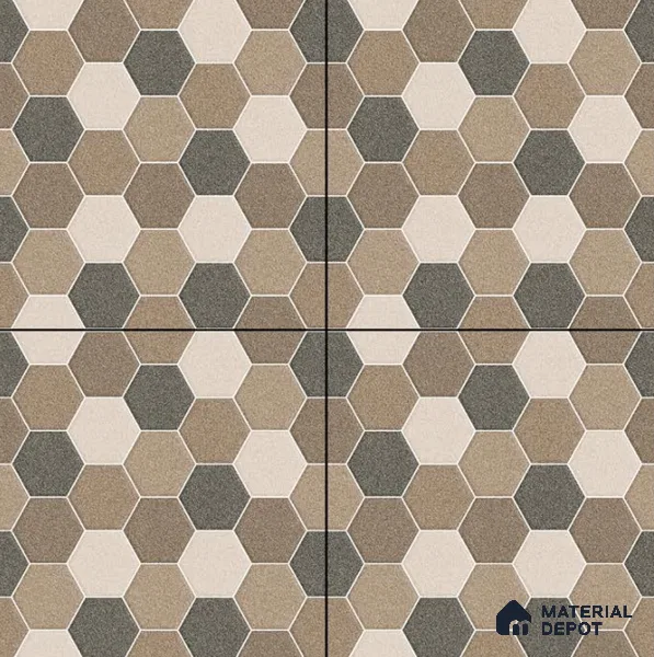 Parking Floor Tile TL 00872 C Beige & Cream | 16 x 16 inch | Anti Skid Matte Finish Heavy Duty Vitrified Tile - 12 mm | Suitable For Outdoor, Terrace, Balcony | Pattern Alignment May Vary | 2-3 mm Spacer is Mandatory