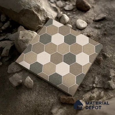 Parking Floor Tile TL 00872 C Beige & Cream | 16 x 16 inch | Anti Skid Matte Finish Heavy Duty Vitrified Tile - 12 mm | Suitable For Outdoor, Terrace, Balcony | Pattern Alignment May Vary | 2-3 mm Spacer is Mandatory