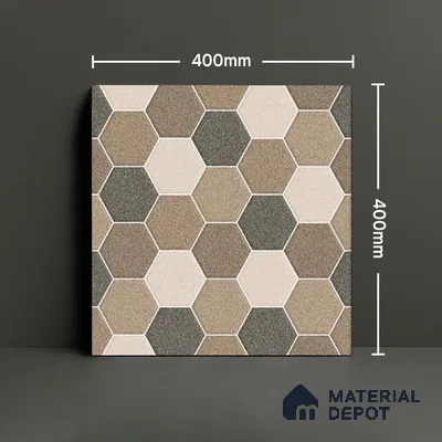Parking Floor Tile TL 00872 C Beige & Cream | 16 x 16 inch | Anti Skid Matte Finish Heavy Duty Vitrified Tile - 12 mm | Suitable For Outdoor, Terrace, Balcony | Pattern Alignment May Vary | 2-3 mm Spacer is Mandatory