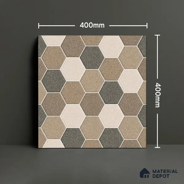 Parking Floor Tile TL 00872 C Beige & Cream | 16 x 16 inch | Anti Skid Matte Finish Heavy Duty Vitrified Tile - 12 mm | Suitable For Outdoor, Terrace, Balcony | Pattern Alignment May Vary | 2-3 mm Spacer is Mandatory