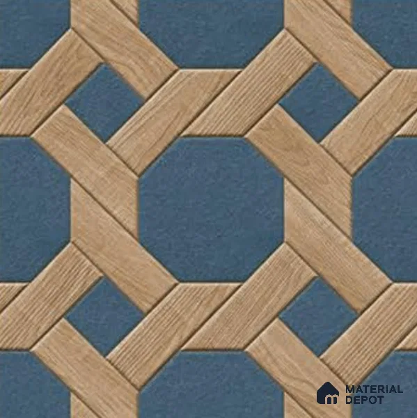 Parking Floor Tile TL 00873 Brown & Blue | 16 x 16 inch | Anti Skid Matte Finish Heavy Duty Vitrified Tile - 12 mm | Suitable For Outdoor, Terrace, Balcony | Pattern Alignment May Vary | 2-3 mm Spacer is Mandatory