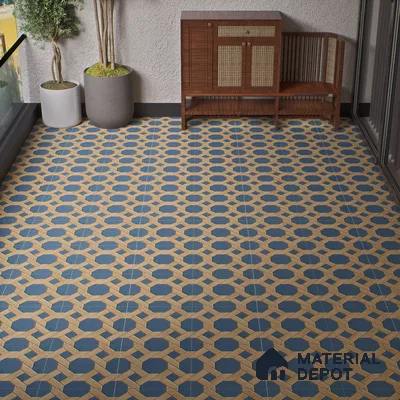 Parking Floor Tile TL 00873 Brown & Blue | 16 x 16 inch | Anti Skid Matte Finish Heavy Duty Vitrified Tile - 12 mm | Suitable For Outdoor, Terrace, Balcony | Pattern Alignment May Vary | 2-3 mm Spacer is Mandatory
