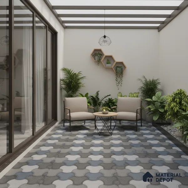 Parking Floor Tile TL 00876 B Smoky Grey | 16 x 16 inch | Anti Skid Matte Finish Heavy Duty Vitrified Tile - 12 mm | Suitable For Outdoor, Terrace, Balcony | Pattern Alignment May Vary | 2-3 mm Spacer is Mandatory