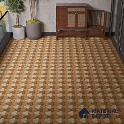 Parking Floor Tile TL 00876 A Chocolate Brown | 16 x 16 inch | Anti Skid Matte Finish Heavy Duty Vitrified Tile - 12 mm | Suitable For Outdoor, Terrace, Balcony | Pattern Alignment May Vary | 2-3 mm Spacer is Mandatory