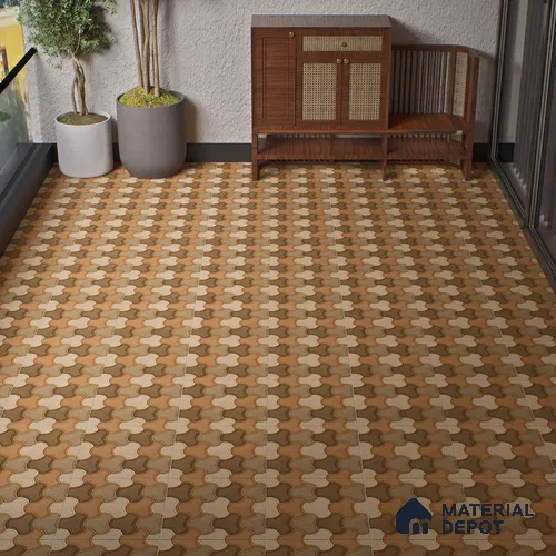 Parking Floor Tile TL 00876 A Chocolate Brown | 16 x 16 inch | Anti Skid Matte Finish Heavy Duty Vitrified Tile - 12 mm | Suitable For Outdoor, Terrace, Balcony | Pattern Alignment May Vary | 2-3 mm Spacer is Mandatory