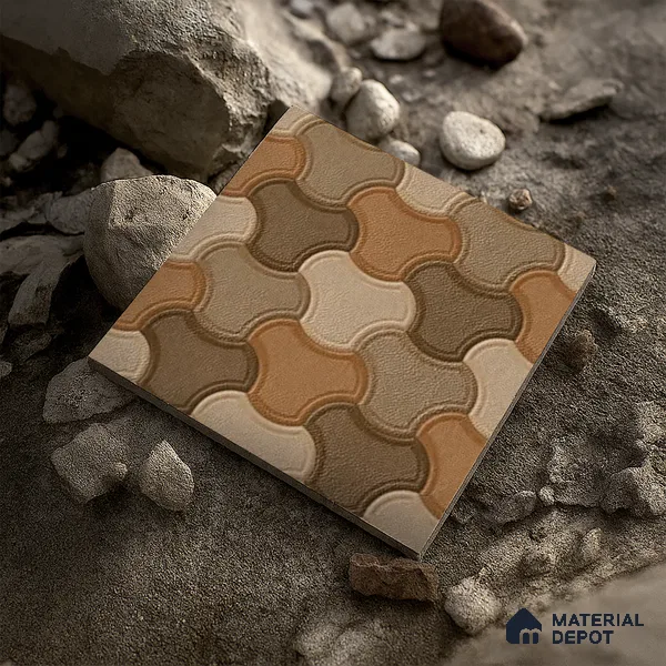 Parking Floor Tile TL 00876 A Chocolate Brown | 16 x 16 inch | Anti Skid Matte Finish Heavy Duty Vitrified Tile - 12 mm | Suitable For Outdoor, Terrace, Balcony | Pattern Alignment May Vary | 2-3 mm Spacer is Mandatory