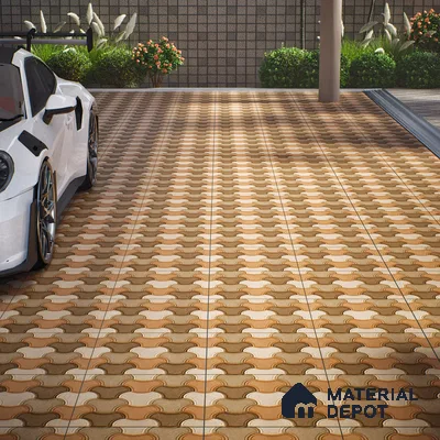 Parking Floor Tile TL 00876 A Chocolate Brown | 16 x 16 inch | Anti Skid Matte Finish Heavy Duty Vitrified Tile - 12 mm | Suitable For Outdoor, Terrace, Balcony | Pattern Alignment May Vary | 2-3 mm Spacer is Mandatory