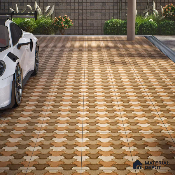 Parking Floor Tile TL 00876 A Chocolate Brown | 16 x 16 inch | Anti Skid Matte Finish Heavy Duty Vitrified Tile - 12 mm | Suitable For Outdoor, Terrace, Balcony | Pattern Alignment May Vary | 2-3 mm Spacer is Mandatory