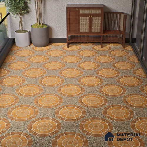 Parking Floor Tile TL 00877 B Earth Brown | 16 x 16 inch | Anti Skid Matte Finish Heavy Duty Vitrified Tile - 12 mm | Suitable For Outdoor, Terrace, Balcony | Pattern Alignment May Vary | 2-3 mm Spacer is Mandatory