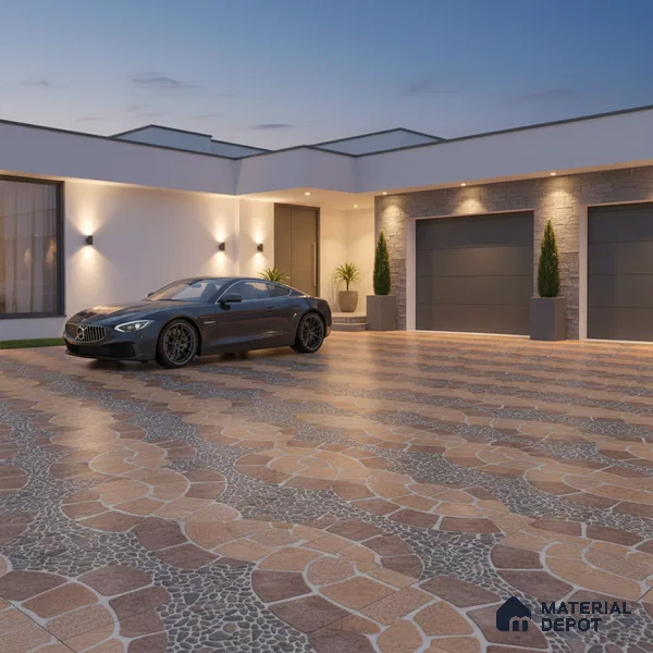 Parking Floor Tile TL 00877 B Earth Brown | 16 x 16 inch | Anti Skid Matte Finish Heavy Duty Vitrified Tile - 12 mm | Suitable For Outdoor, Terrace, Balcony | Pattern Alignment May Vary | 2-3 mm Spacer is Mandatory