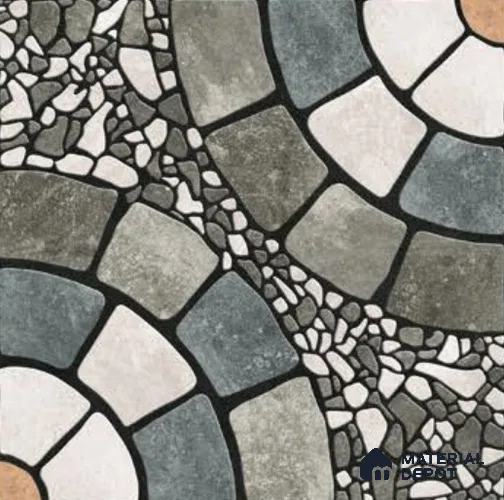 Parking Floor Tile TL 00877 A White & Grey | 16 x 16 inch | Anti Skid Matte Finish Heavy Duty Vitrified Tile - 12 mm | Suitable For Outdoor, Terrace, Balcony | Pattern Alignment May Vary | 2-3 mm Spacer is Mandatory