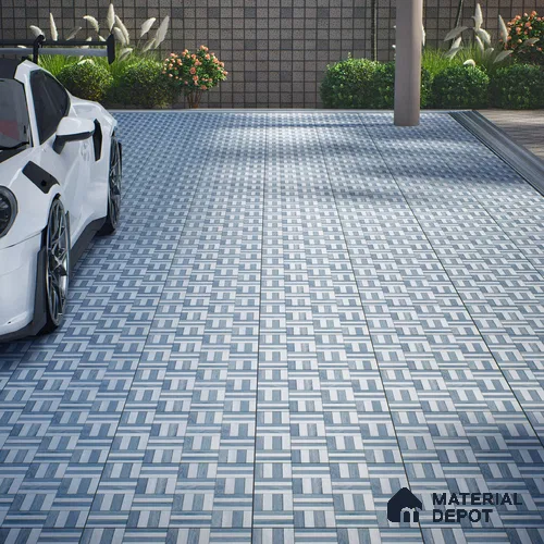 Parking Floor Tile TL 00879 B Foggy Grey | 16 x 16 inch | Anti Skid Matte Finish Heavy Duty Vitrified Tile - 12 mm | Suitable For High Traffic Areas, Terrace, Balcony | Pattern Alignment May Vary | 2-3 mm Spacer is Mandatory
