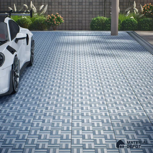 Parking Floor Tile TL 00879 B Foggy Grey | 16 x 16 inch | Anti Skid Matte Finish Heavy Duty Vitrified Tile - 12 mm | Suitable For High Traffic Areas, Terrace, Balcony | Pattern Alignment May Vary | 2-3 mm Spacer is Mandatory