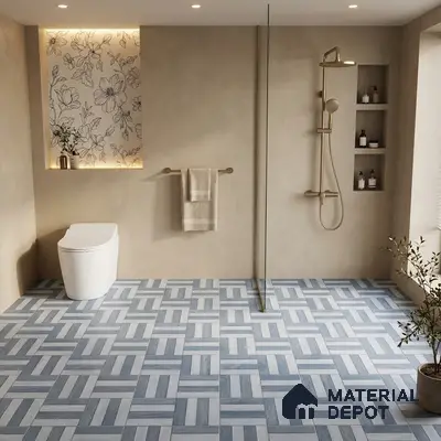 Parking Floor Tile TL 00879 B Foggy Grey | 16 x 16 inch | Anti Skid Matte Finish Heavy Duty Vitrified Tile - 12 mm | Suitable For High Traffic Areas, Terrace, Balcony | Pattern Alignment May Vary | 2-3 mm Spacer is Mandatory
