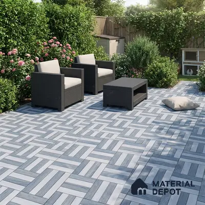 Parking Floor Tile TL 00879 B Foggy Grey | 16 x 16 inch | Anti Skid Matte Finish Heavy Duty Vitrified Tile - 12 mm | Suitable For High Traffic Areas, Terrace, Balcony | Pattern Alignment May Vary | 2-3 mm Spacer is Mandatory