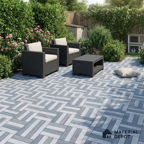 Parking Floor Tile TL 00879 B Foggy Grey | 16 x 16 inch | Anti Skid Matte Finish Heavy Duty Vitrified Tile - 12 mm | Suitable For High Traffic Areas, Terrace, Balcony | Pattern Alignment May Vary | 2-3 mm Spacer is Mandatory