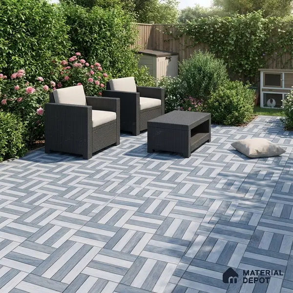 Parking Floor Tile TL 00879 B Foggy Grey | 16 x 16 inch | Anti Skid Matte Finish Heavy Duty Vitrified Tile - 12 mm | Suitable For High Traffic Areas, Terrace, Balcony | Pattern Alignment May Vary | 2-3 mm Spacer is Mandatory
