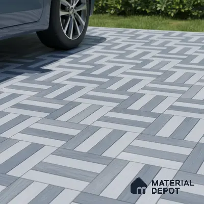 Parking Floor Tile TL 00879 B Foggy Grey | 16 x 16 inch | Anti Skid Matte Finish Heavy Duty Vitrified Tile - 12 mm | Suitable For High Traffic Areas, Terrace, Balcony | Pattern Alignment May Vary | 2-3 mm Spacer is Mandatory