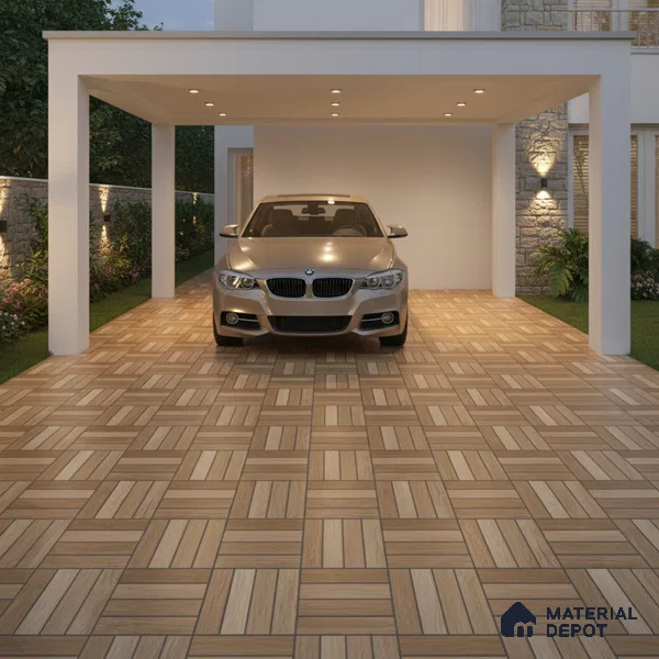 Parking Floor Tile TL 00879 A Oragnic Brown | 16 x 16 inch | Anti Skid Matte Finish Heavy Duty Vitrified Tile - 12 mm | Suitable For High Traffic Areas, Terrace, Balcony | Pattern Alignment May Vary | 2-3 mm Spacer is Mandatory