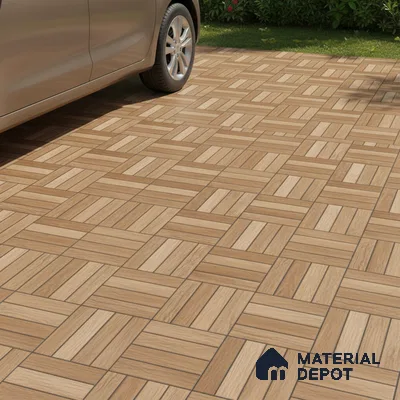 Parking Floor Tile TL 00879 A Oragnic Brown | 16 x 16 inch | Anti Skid Matte Finish Heavy Duty Vitrified Tile - 12 mm | Suitable For High Traffic Areas, Terrace, Balcony | Pattern Alignment May Vary | 2-3 mm Spacer is Mandatory