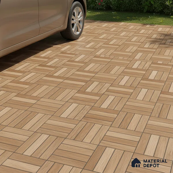 Parking Floor Tile TL 00879 A Oragnic Brown | 16 x 16 inch | Anti Skid Matte Finish Heavy Duty Vitrified Tile - 12 mm | Suitable For High Traffic Areas, Terrace, Balcony | Pattern Alignment May Vary | 2-3 mm Spacer is Mandatory