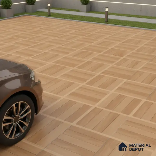 Parking Floor Tile TL 00880 Beige | 16 x 16 inch | Anti Slip Matte Finish Heavy Duty Vitrified Tile - 12 mm | Suitable For High Traffic Areas, Terrace, Balcony | Pattern Alignment May Vary | 2-3 mm Spacer is Mandatory