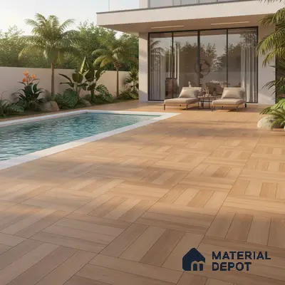 Parking Floor Tile TL 00880 Beige | 16 x 16 inch | Anti Slip Matte Finish Heavy Duty Vitrified Tile - 12 mm | Suitable For High Traffic Areas, Terrace, Balcony | Pattern Alignment May Vary | 2-3 mm Spacer is Mandatory