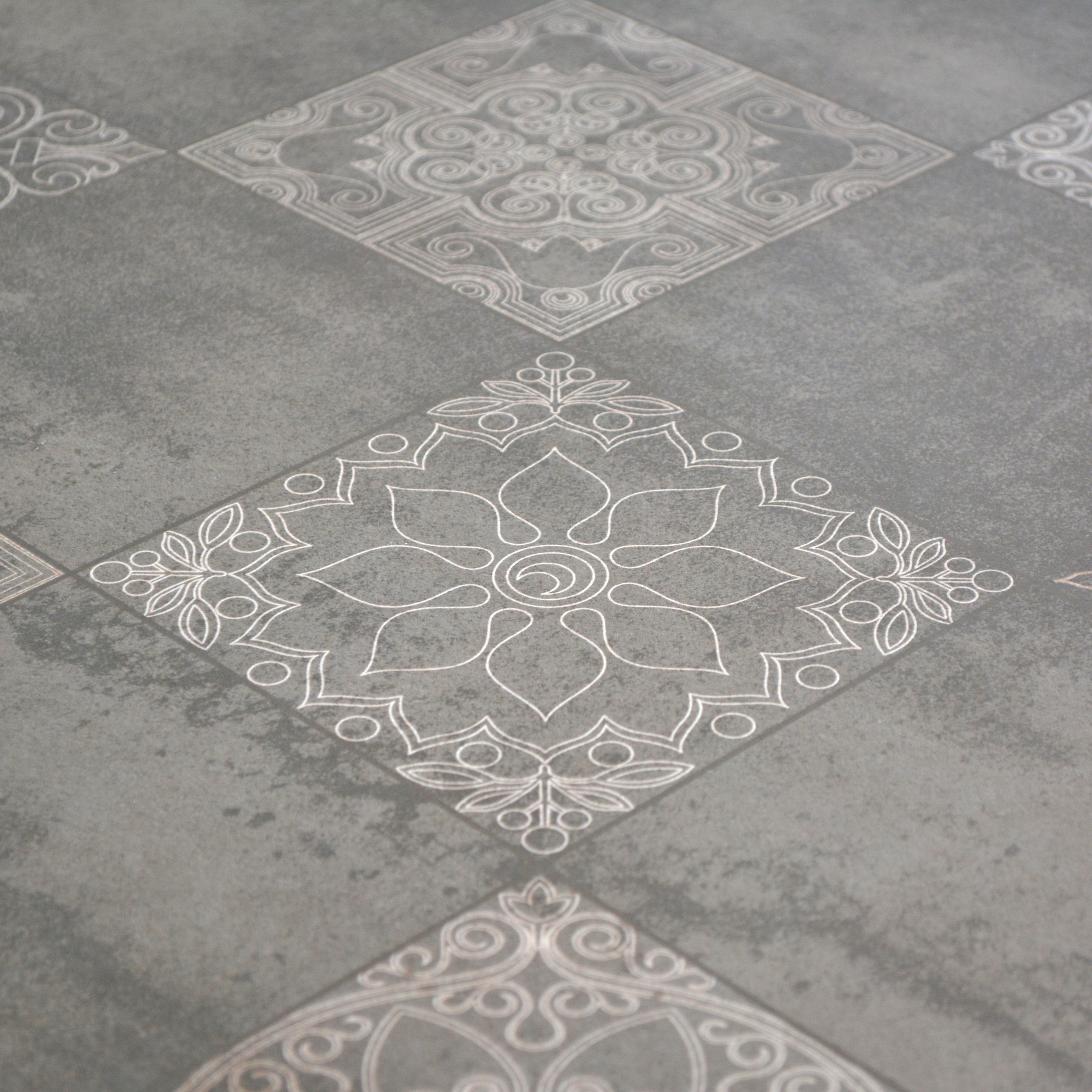Moroccan Wall & Floor Tile TL 00889 B Fantasy Moka Highlighter 2 ft x 2 ft Carving Matte Finish Tile | Suitable For Balcony, Kitchen & Dining Area