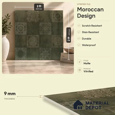Moroccan Wall & Floor Tile TL 00889 B Fantasy Moka Highlighter 2 ft x 2 ft Carving Matte Finish Tile | Suitable For Balcony, Kitchen & Dining Area