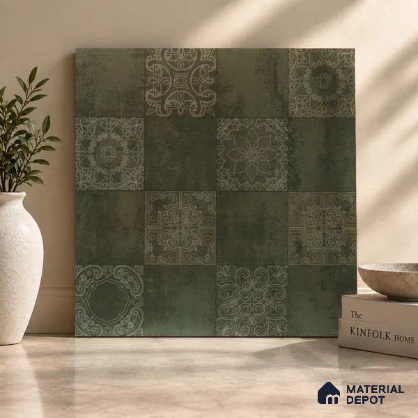 Moroccan Wall & Floor Tile TL 00889 B Fantasy Moka Highlighter 2 ft x 2 ft Carving Matte Finish Tile | Suitable For Balcony, Kitchen & Dining Area