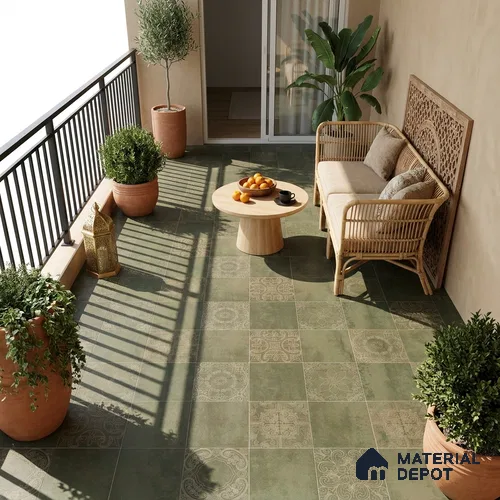 Moroccan Wall & Floor Tile TL 00889 B Fantasy Moka Highlighter 2 ft x 2 ft Carving Matte Finish Tile | Suitable For Balcony, Kitchen & Dining Area