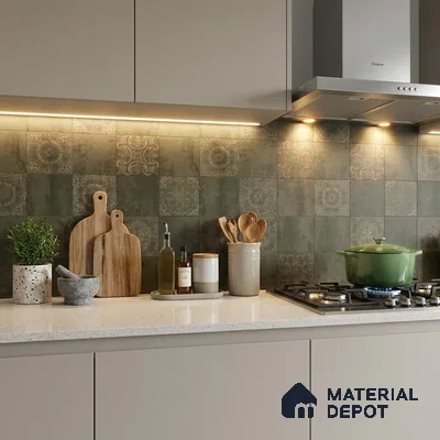 Moroccan Wall & Floor Tile TL 00889 B Fantasy Moka Highlighter 2 ft x 2 ft Carving Matte Finish Tile | Suitable For Balcony, Kitchen & Dining Area