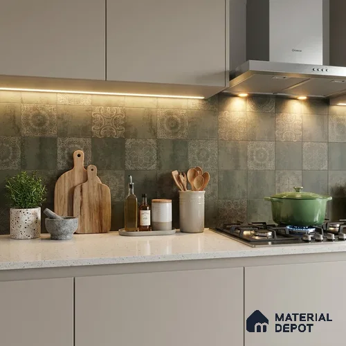Moroccan Wall & Floor Tile TL 00889 B Fantasy Moka Highlighter 2 ft x 2 ft Carving Matte Finish Tile | Suitable For Balcony, Kitchen & Dining Area