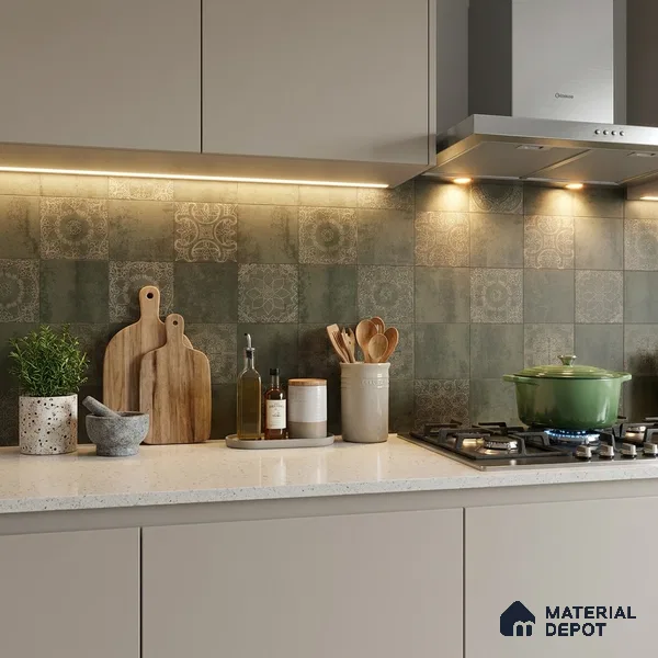 Moroccan Wall & Floor Tile TL 00889 B Fantasy Moka Highlighter 2 ft x 2 ft Carving Matte Finish Tile | Suitable For Balcony, Kitchen & Dining Area