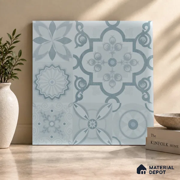Moroccan Wall & Floor Tile TL 00900 Frazle 2 ft x 2 ft Matte Finish Vitrified Tile - 9 mm | Please Expect a Slight Variation of Pattern | Suitable For Balcony, Kitchen & Dining Area | Random Designs