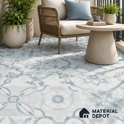 Moroccan Wall & Floor Tile TL 00900 Frazle 2 ft x 2 ft Matte Finish Vitrified Tile - 9 mm | Please Expect a Slight Variation of Pattern | Suitable For Balcony, Kitchen & Dining Area | Random Designs