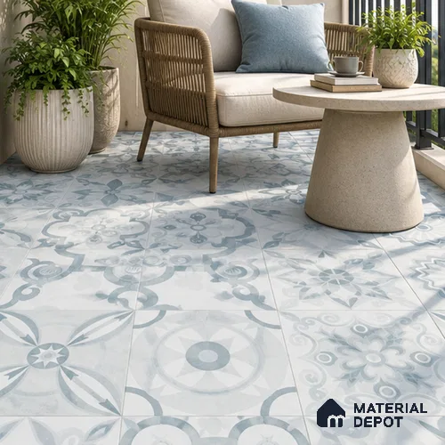 Moroccan Wall & Floor Tile TL 00900 Frazle 2 ft x 2 ft Matte Finish Vitrified Tile - 9 mm | Please Expect a Slight Variation of Pattern | Suitable For Balcony, Kitchen & Dining Area | Random Designs