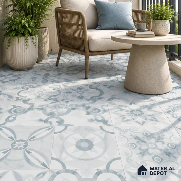 Moroccan Wall & Floor Tile TL 00900 Frazle 2 ft x 2 ft Matte Finish Vitrified Tile - 9 mm | Please Expect a Slight Variation of Pattern | Suitable For Balcony, Kitchen & Dining Area | Random Designs