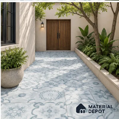 Moroccan Wall & Floor Tile TL 00900 Frazle 2 ft x 2 ft Matte Finish Vitrified Tile - 9 mm | Please Expect a Slight Variation of Pattern | Suitable For Balcony, Kitchen & Dining Area | Random Designs