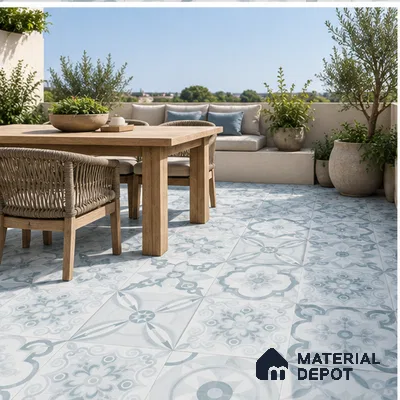 Moroccan Wall & Floor Tile TL 00900 Frazle 2 ft x 2 ft Matte Finish Vitrified Tile - 9 mm | Please Expect a Slight Variation of Pattern | Suitable For Balcony, Kitchen & Dining Area | Random Designs