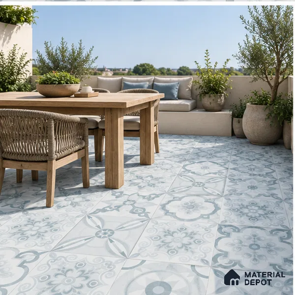 Moroccan Wall & Floor Tile TL 00900 Frazle 2 ft x 2 ft Matte Finish Vitrified Tile - 9 mm | Please Expect a Slight Variation of Pattern | Suitable For Balcony, Kitchen & Dining Area | Random Designs