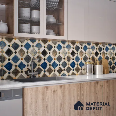 Moroccan Wall & Floor Tile TL 00901 Bogota 2 ft x 2 ft Matte Finish Moroccan Vitrified Tile - 9 mm | Please Expect a Slight Variation of Pattern | Suitable For Foyer, Balcony | Random Designs