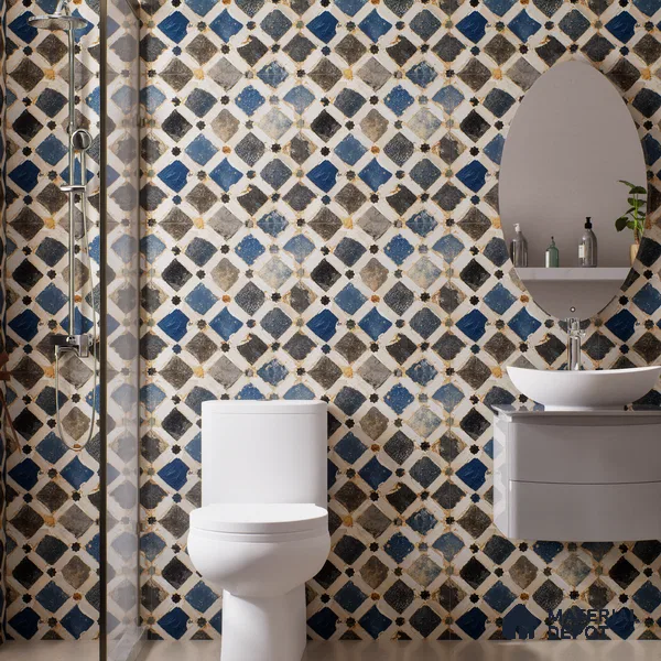 Moroccan Wall & Floor Tile TL 00901 Bogota 2 ft x 2 ft Matte Finish Moroccan Vitrified Tile - 9 mm | Please Expect a Slight Variation of Pattern | Suitable For Foyer, Balcony | Random Designs