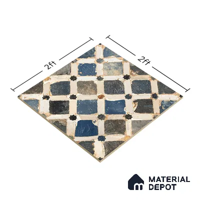 Moroccan Wall & Floor Tile TL 00901 Bogota 2 ft x 2 ft Matte Finish Moroccan Vitrified Tile - 9 mm | Please Expect a Slight Variation of Pattern | Suitable For Foyer, Balcony | Random Designs