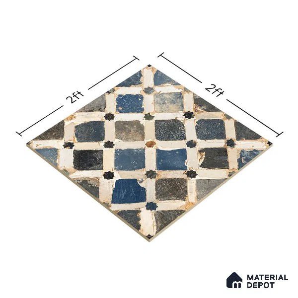 Moroccan Wall & Floor Tile TL 00901 Bogota 2 ft x 2 ft Matte Finish Moroccan Vitrified Tile - 9 mm | Please Expect a Slight Variation of Pattern | Suitable For Foyer, Balcony | Random Designs
