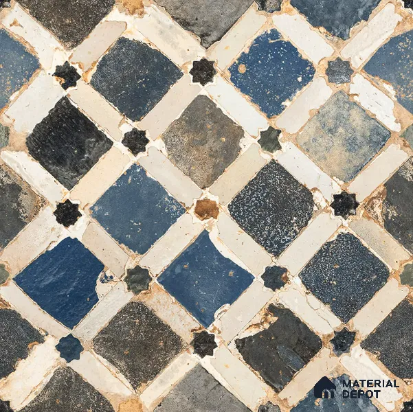 Moroccan Wall & Floor Tile TL 00901 Bogota 2 ft x 2 ft Matte Finish Moroccan Vitrified Tile - 9 mm | Please Expect a Slight Variation of Pattern | Suitable For Foyer, Balcony | Random Designs